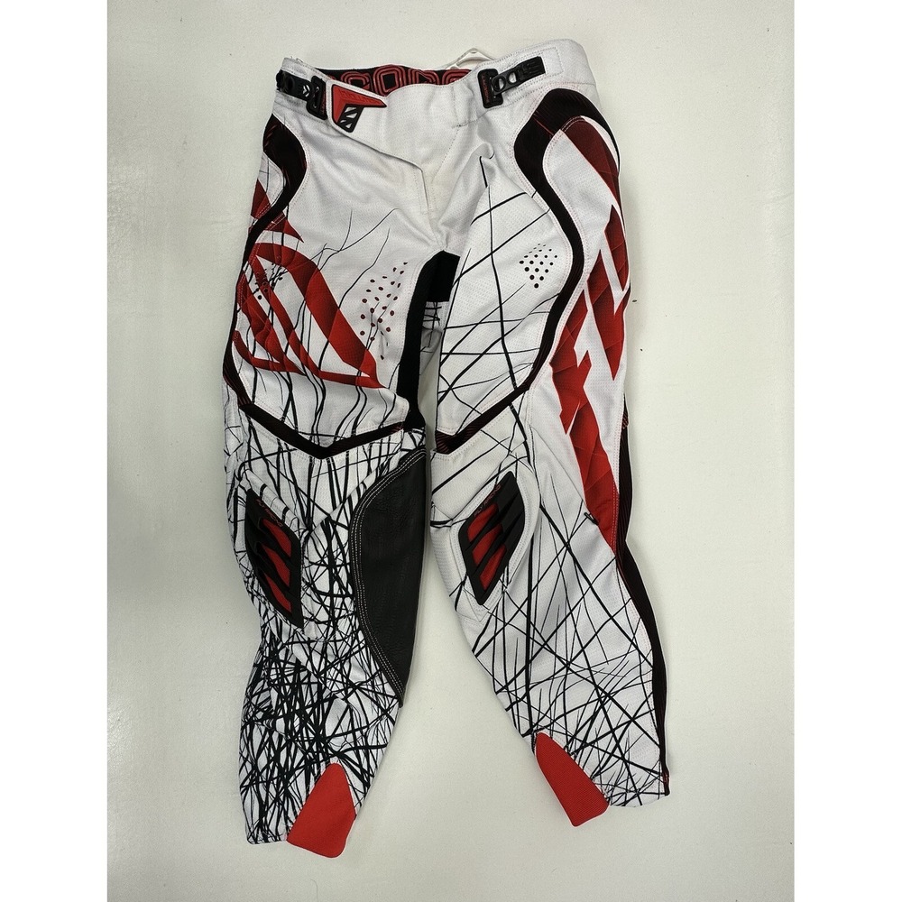 FLY EVO SPIKE RACING PANTS SIZE 28 White Red Motorcycle ATV